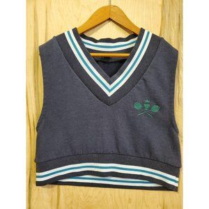Urban Outfitters Womens Blue Badminton Sweatshirt Vest V Neck Size Small